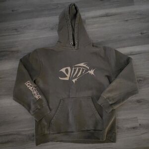 G Loomis‎ Hoodie Pullover Sweatshirt Fishing Skeleton Fish Olive Green Mens S/M